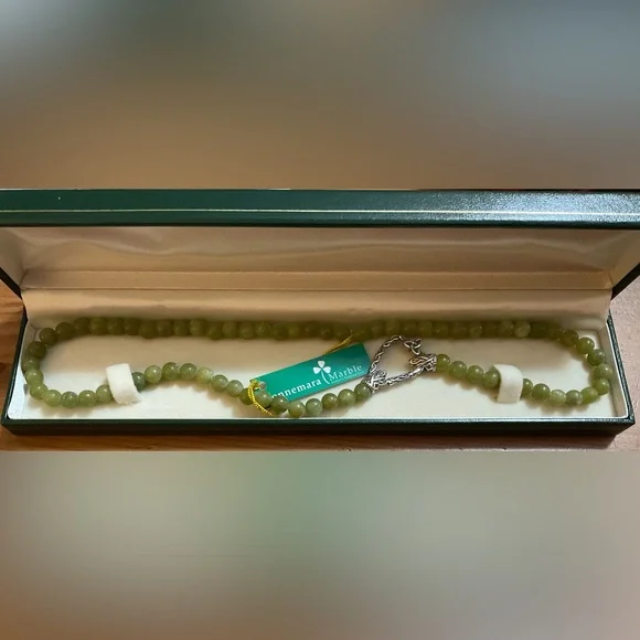 Connemara Marble:Genuine Connemara Marble beaded Celtic necklace sterling charm - Picture 6 of 9